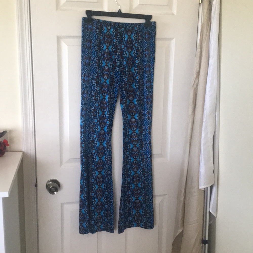 Blue printed palazzo pants